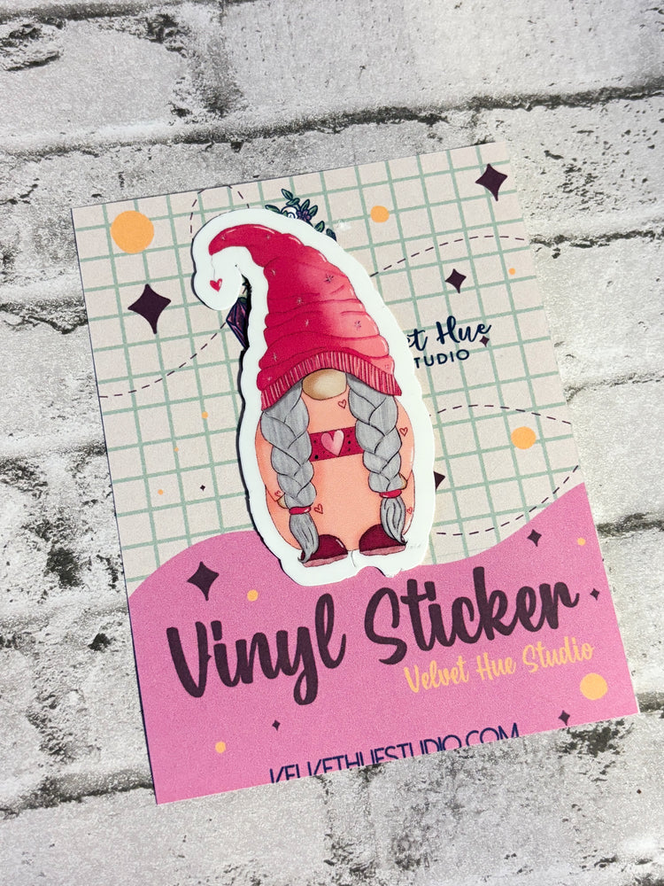 Vday Gnome Vinyl Sticker