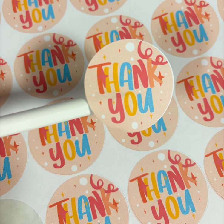 Colorful thank you sticker sheet