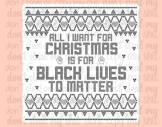 Black Lives Matter Christmas Vinyl Sticker