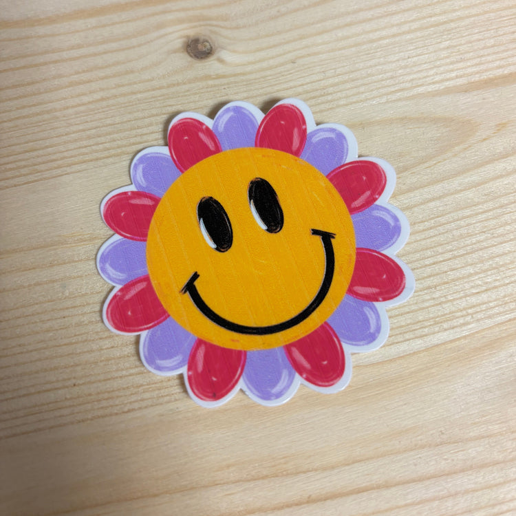 Smiley Face Flower (pink & purple)