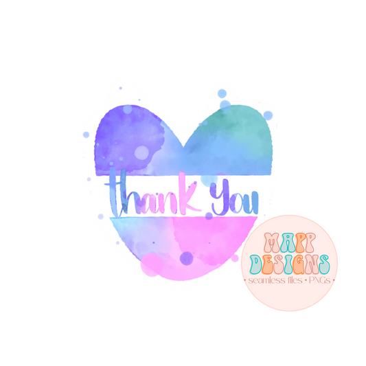 Cotton Candy Heart Thank You Sticker Sheet