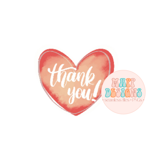 Thank You Orange Watercolor Heart Sticker Sheet